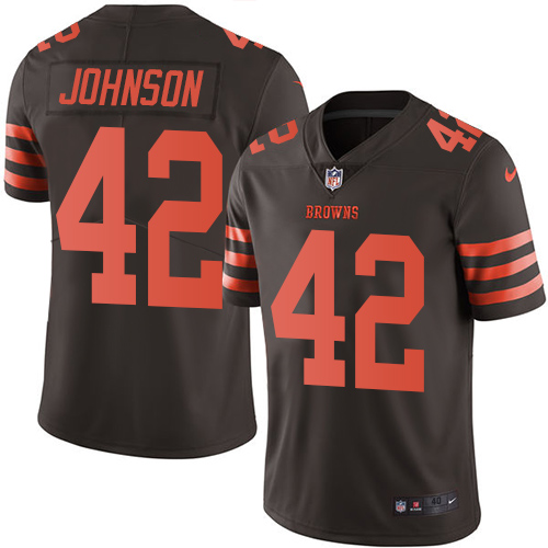 Men's Elite Malcolm Johnson Nike Jersey Brown - #42 Rush NFL Cleveland Browns